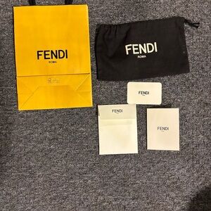 Fendi Yellow Bag with Black Pouch Set
